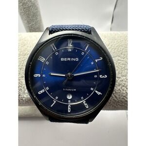 Bering 11739-827 Titanium New Battery Mens Watch 39mm 8" Blue Dial Band B50